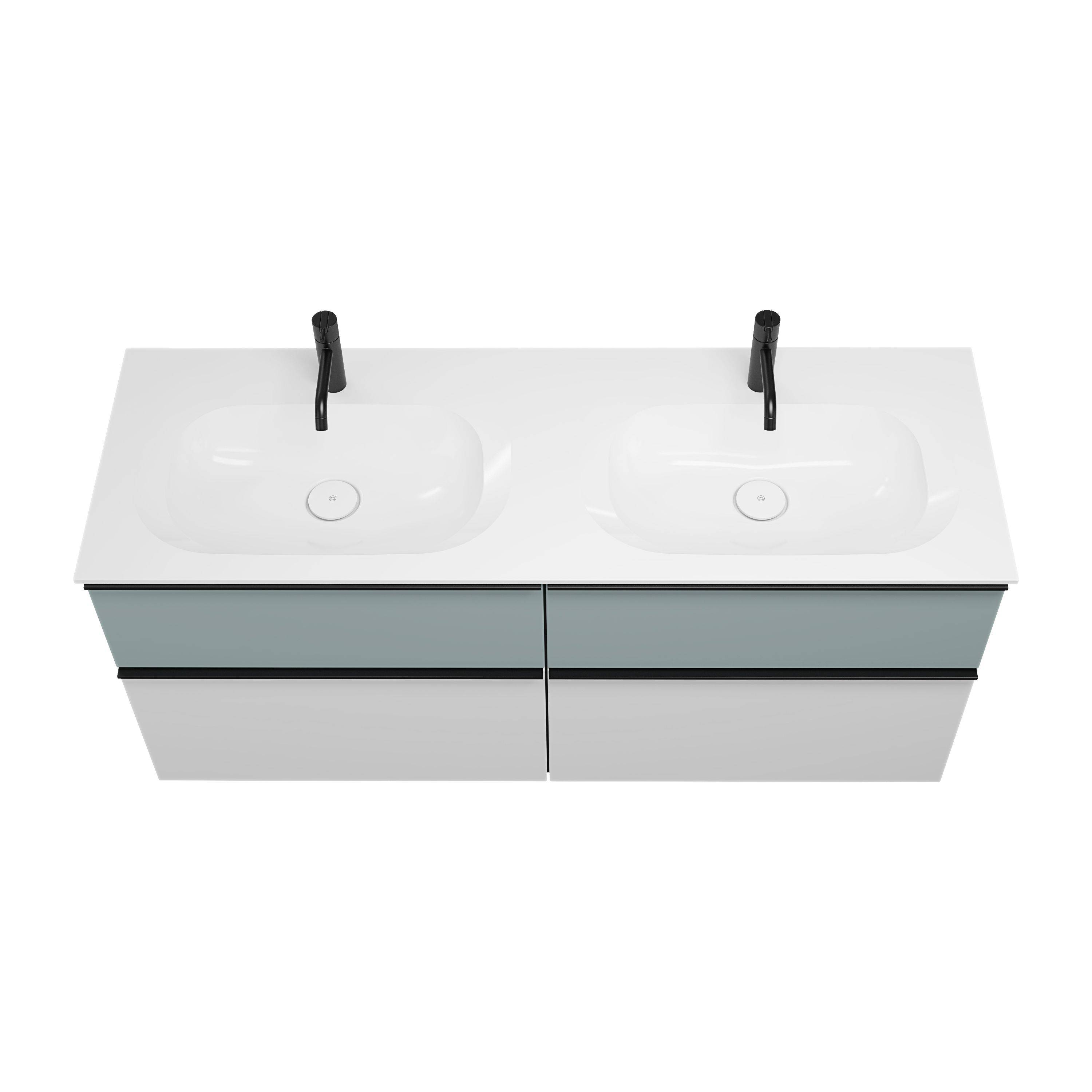burgbad Fiumo Waschtisch mit Waschtischunterschrank Weiß Matt/eisblau softmatt