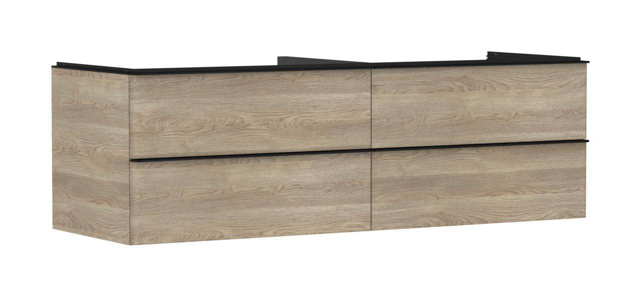 Hansgrohe Xelu Q Waschtischunterschrank 1560mm Korpus Eiche natur, Griff mattschwarz