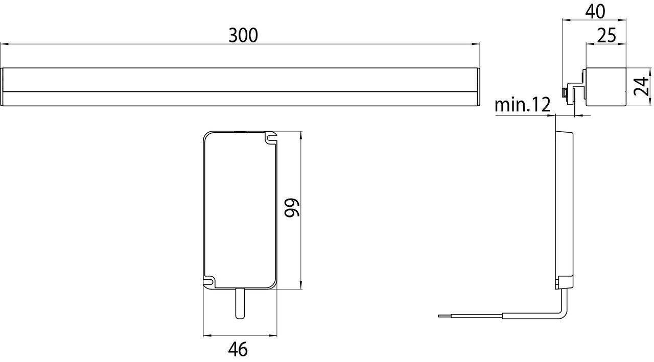 system 2 LED Spiegel-Klemmleuchte 300mm