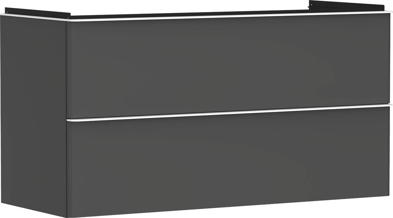 Xelu Q Waschtischunterschrank 1180mm Korpus diamantgrau matt, Griff mattweiß