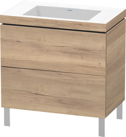 Duravit L-Cube Möbelwaschtisch c-bonded mit Unterbau bodenstehend, LC6937N, 800 x 480mm, 2 Schubkästen