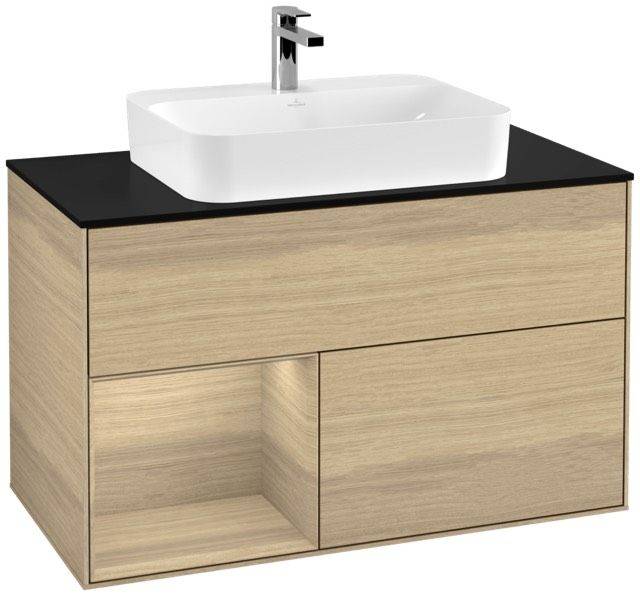Villeroy & Boch Finion Waschtischunterschrank 1000 x 603 x 501mm, Abdeckplatte schwarz matt