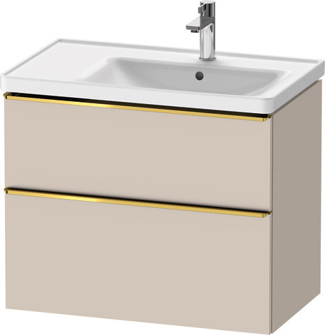 Duravit D-Neo Waschtischunterbau wandhängend mit Möbelgriff Gold poliert