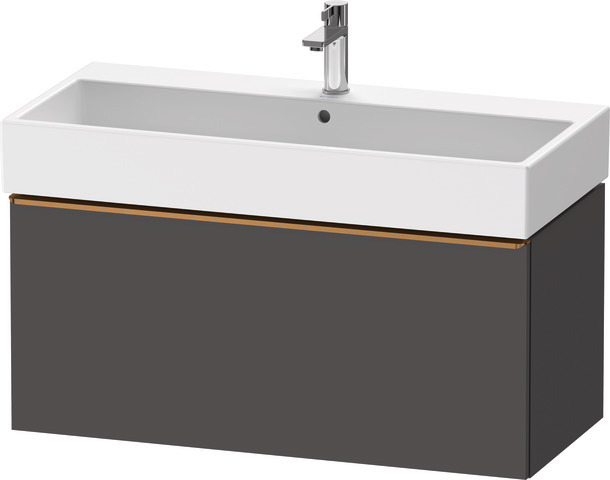 Duravit D-Neo Waschtischunterbau wandhängend mit Möbelgriff Bronze gebürstet