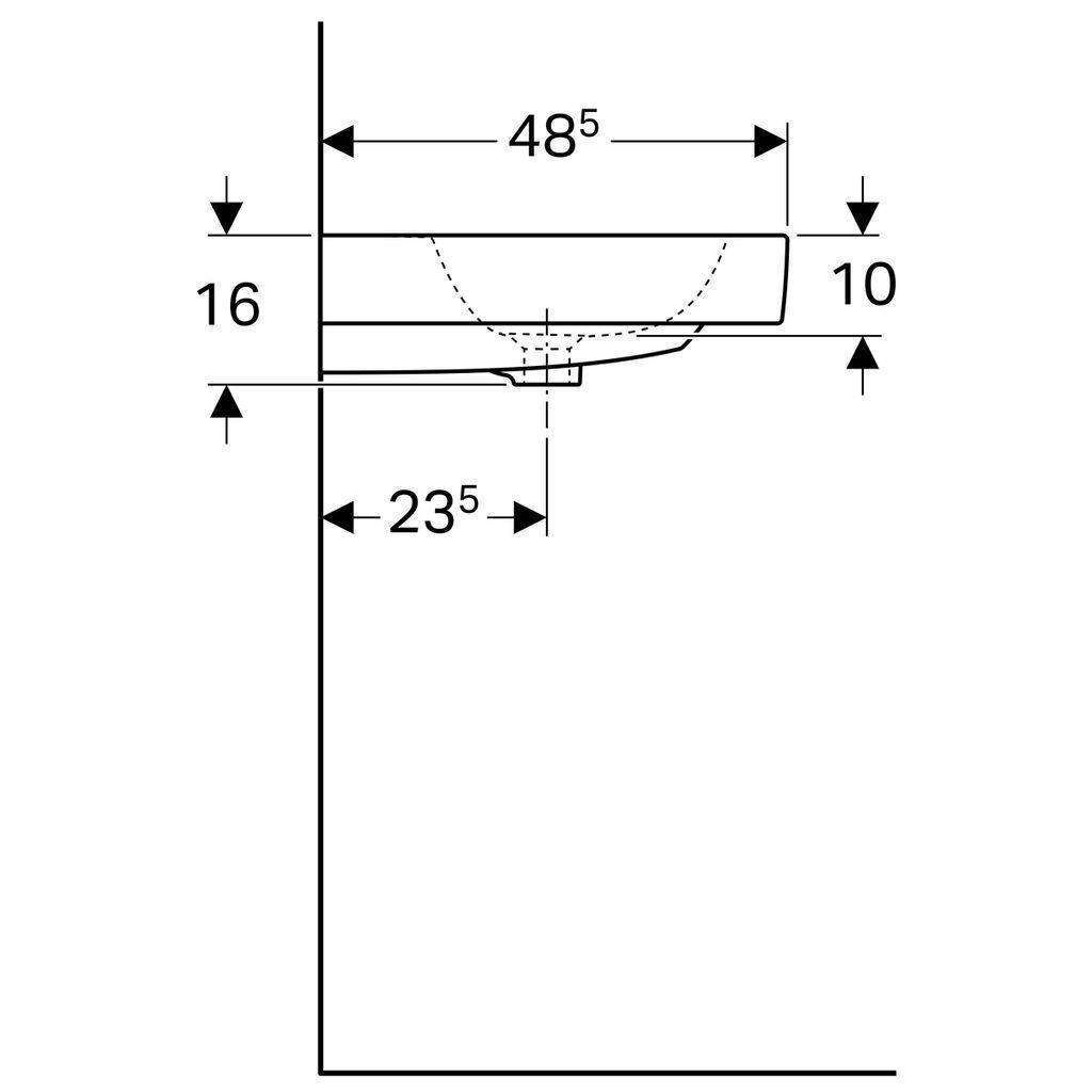 iCon double washbasin, 1200 x 485mm, with 2 tap holes, with overflow