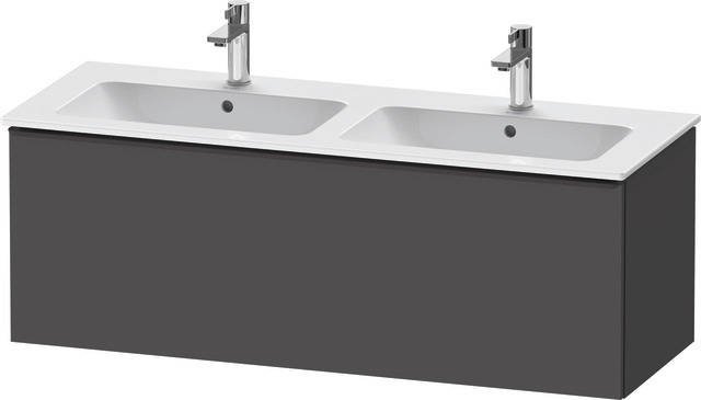 Duravit D-Neo Waschtischunterbau wandhängend mit Möbelgriff Diamantschwarz