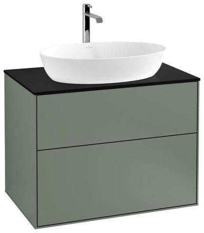 Villeroy & Boch Finion Waschtischunterschrank 800 x 603 x 501mm, Abdeckplatte schwarz matt
