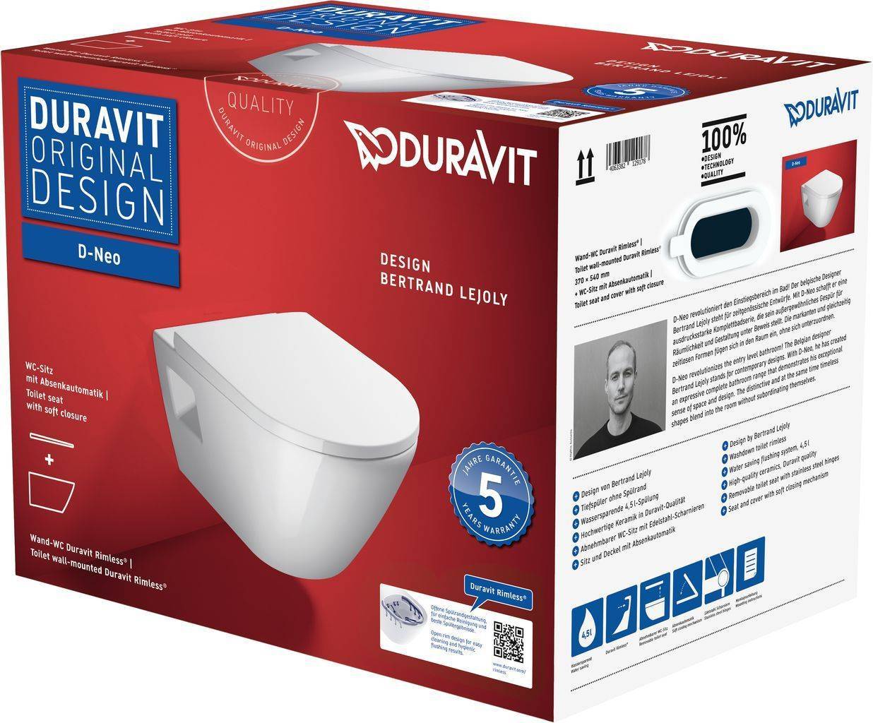 Duravit D-Neo Wand-WC Rimless Set