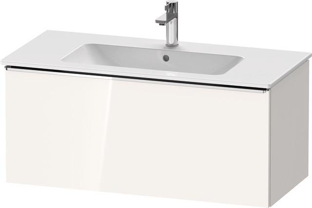 Duravit D-Neo Waschtischunterbau wandhängend mit Möbelgriff chrom