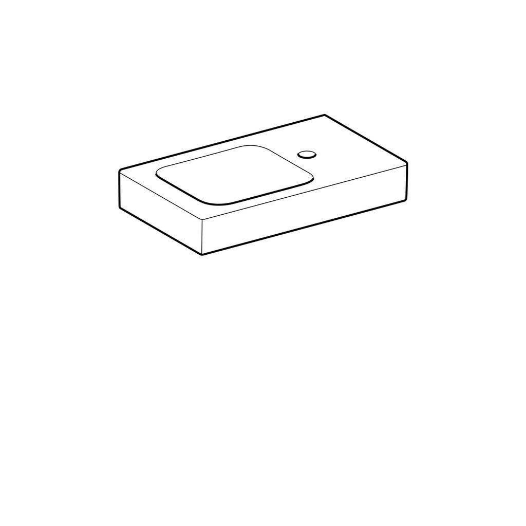 iCon xs Waschtisch, asymmetrisch, 530 x 310mm, mit Hahnloch rechts, ohne Überlauf