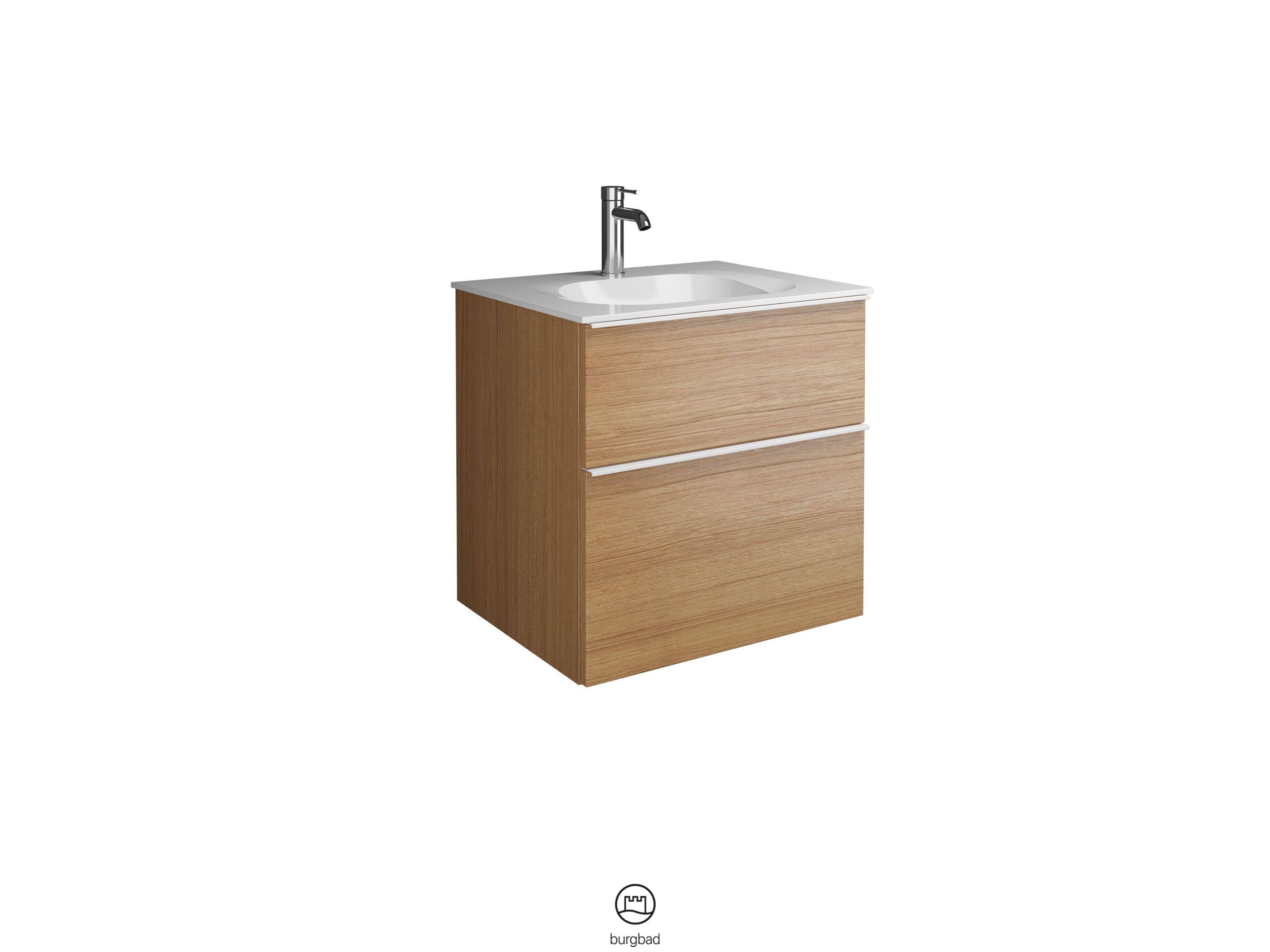 Fiumo Waschtisch mit Waschtischunterschrank SFXL062, Tectona Dekor Zimt/Alpinweiss