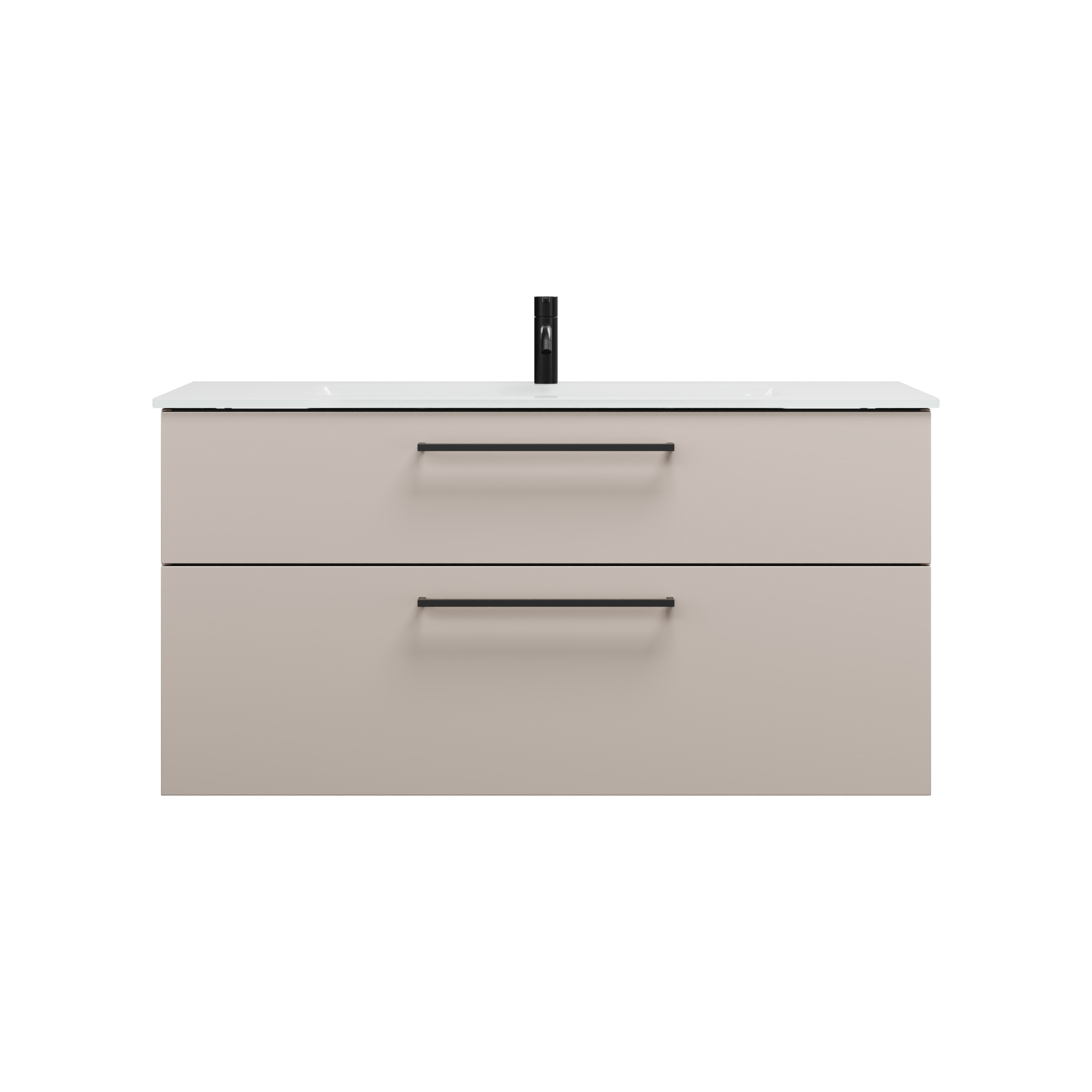 Eqio Badmöbel-Set SEYX122 mit Glas-Waschtisch, Lichtgrau Matt/Weiß