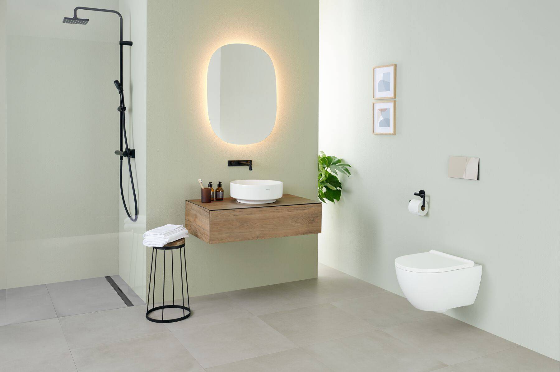 Acanto Set Wand-WC Tiefspüler, geschlossene Form, TurboFlush, mit WC Sitz