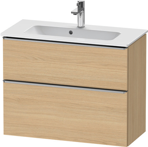 Duravit D-Neo Waschtischunterbau wandhängend mit Möbelgriff Edelstahl gebürstet