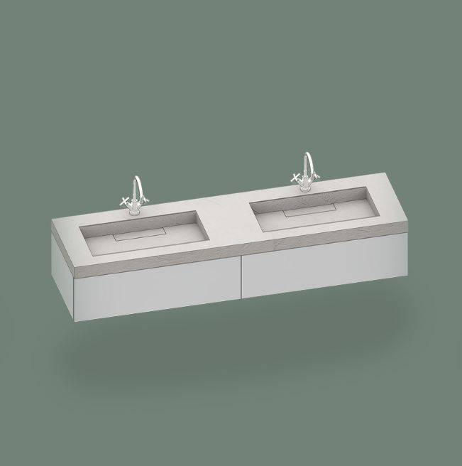 alveum LINO Doppel-Möbelwaschtisch 1400mm, ohne Hahnloch