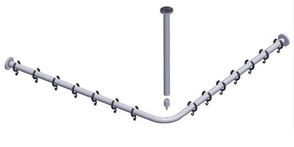 Brausevorhangstange-Set Plan 14937010900 für Viereck-Dusche 900 x 900mm