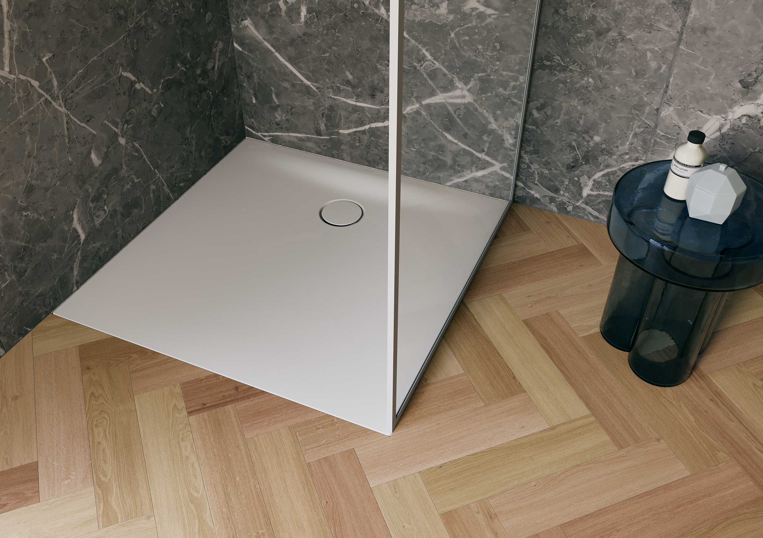 Bette Floor Side Rechteck-Duschwanne mit Wannenträger, 100 x 80cm; Modell 3388