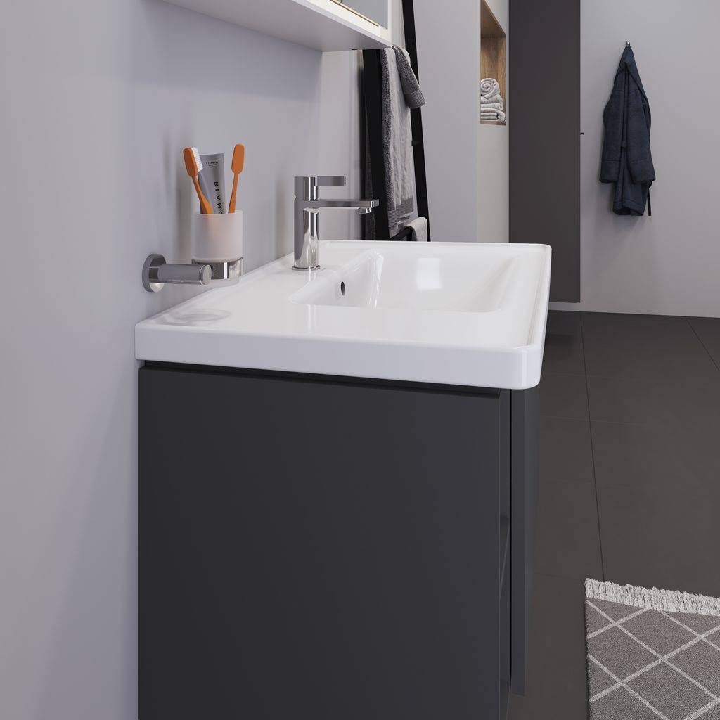 D-Neo Möbelwaschtisch, Becken links, 800 x 480mm