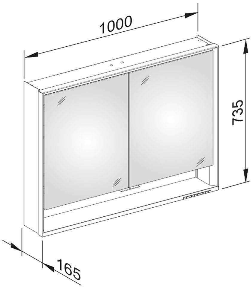 Royal Lumos Aufputz-Spiegelschrank  1000 x 735 x 165mm, DALI steuerbar
