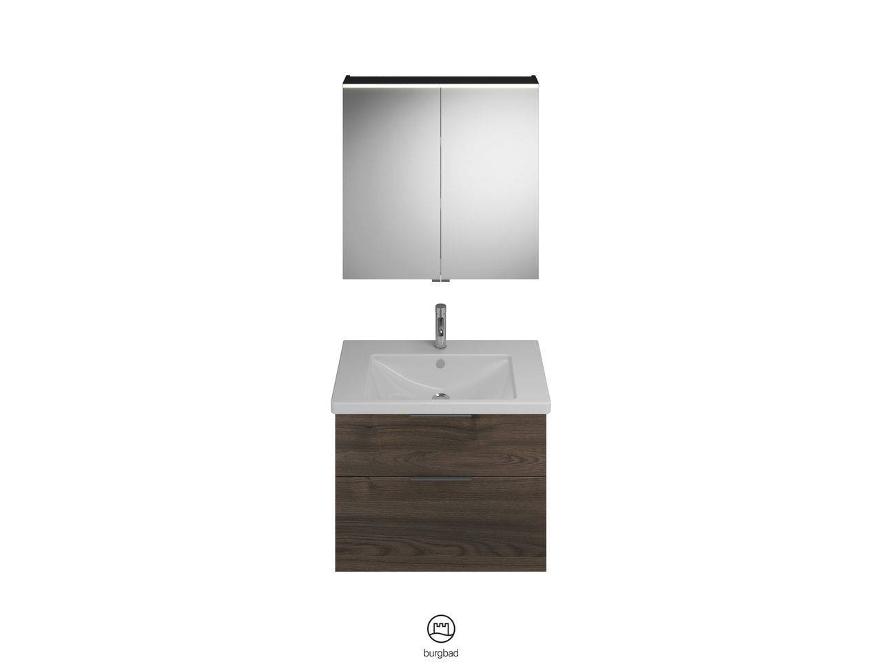 burgbad Eqio SFAN083 Badmöbel-Set mit Spiegelschrank SPGS080 + SEYQ083