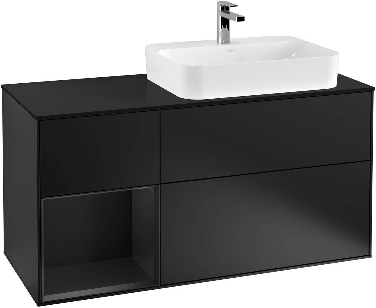 Villeroy & Boch Finion Waschtischunterschrank 1200 x 603 x 501mm, Abdeckplatte schwarz matt