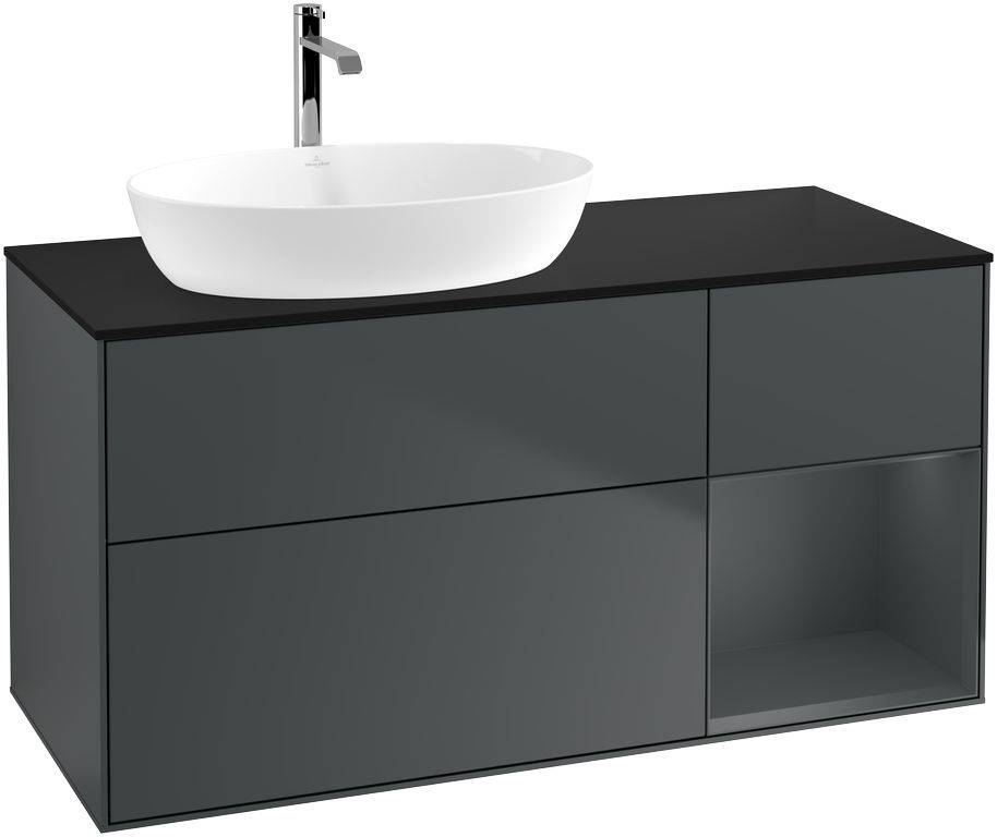 Villeroy & Boch Finion Waschtischunterschrank 1200 x 603 x 501mm, Abdeckplatte schwarz matt