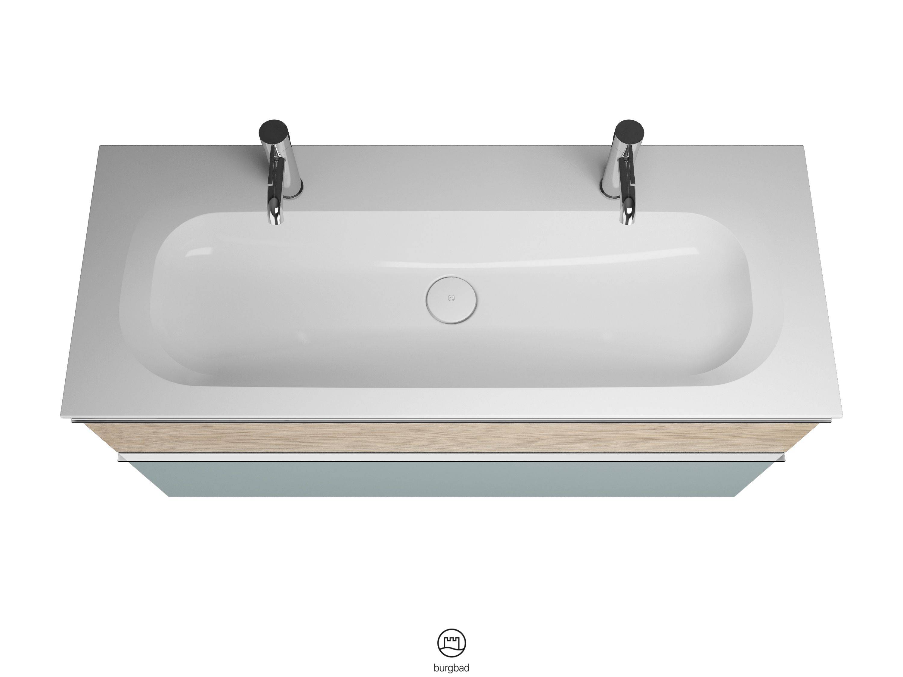 burgbad Fiumo Waschtisch mit Waschtischunterschrank Eisblau Softmatt/eiche dekor cashmere