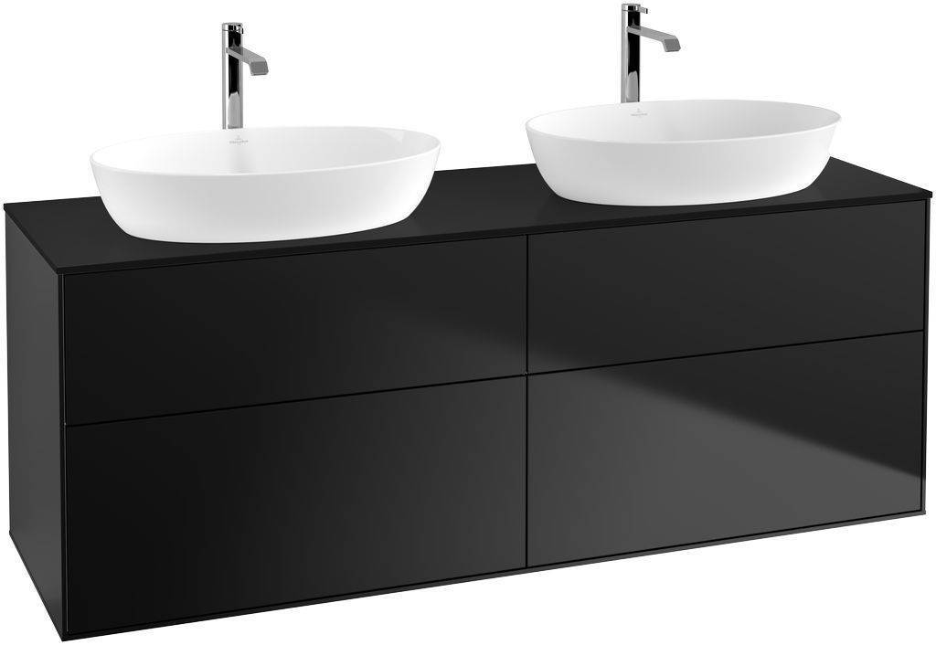 Villeroy & Boch Finion Waschtischunterschrank 1600 x 603 x 501mm, Abdeckplatte schwarz matt