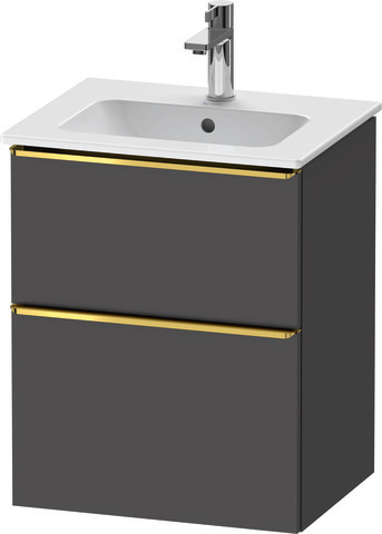 Duravit D-Neo Waschtischunterbau wandhängend mit Möbelgriff Gold poliert