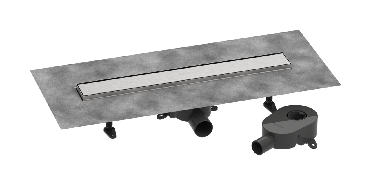 RainDrain Go Komplettset Duschrinne 600  rückseitig befliesbar für Standard-/flache Installation