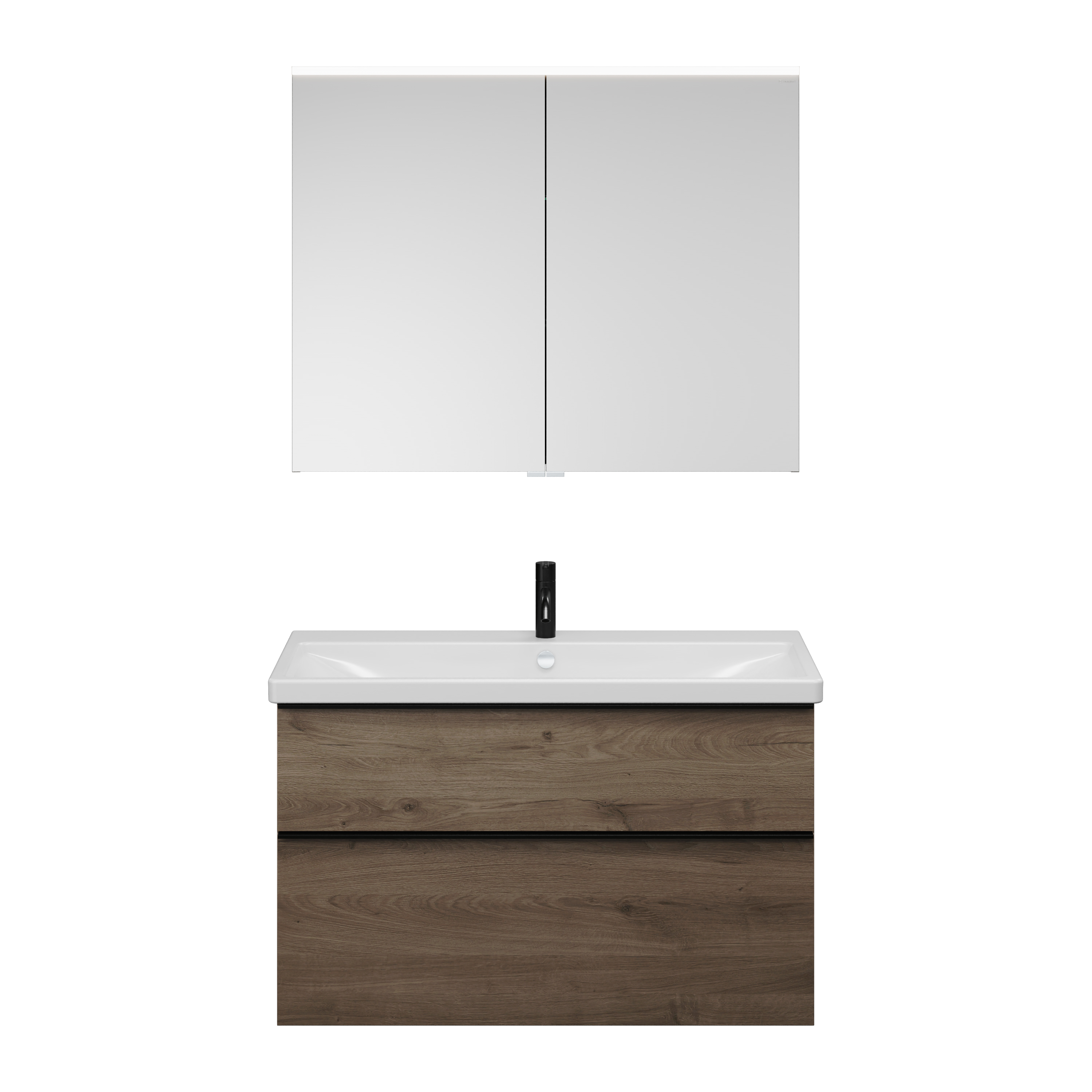 burgbad Eqio Badmöbel-Set SFAN103 Eiche Dekor Caramel/Alpinweiss