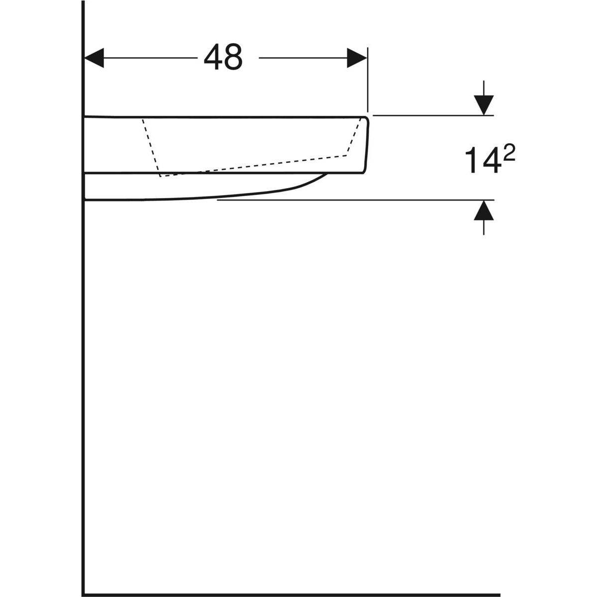 Seitliche technische Zeichnung mit den Maßen 48x14 mm