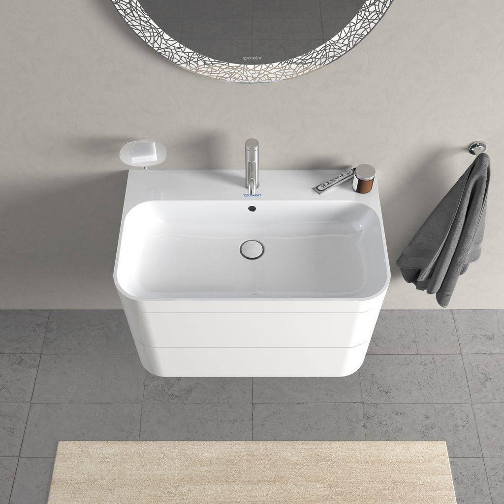 Happy D.2 Plus Möbelwaschtisch c-bonded mit Unterbau, wandhängend, 775 x 490mm