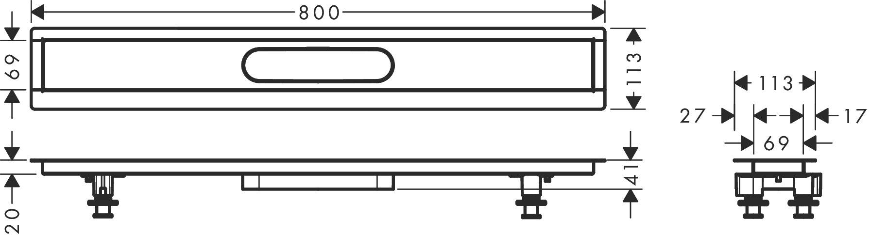 RainDrain uBox universal Installationsset 80cm für Duschrinnen