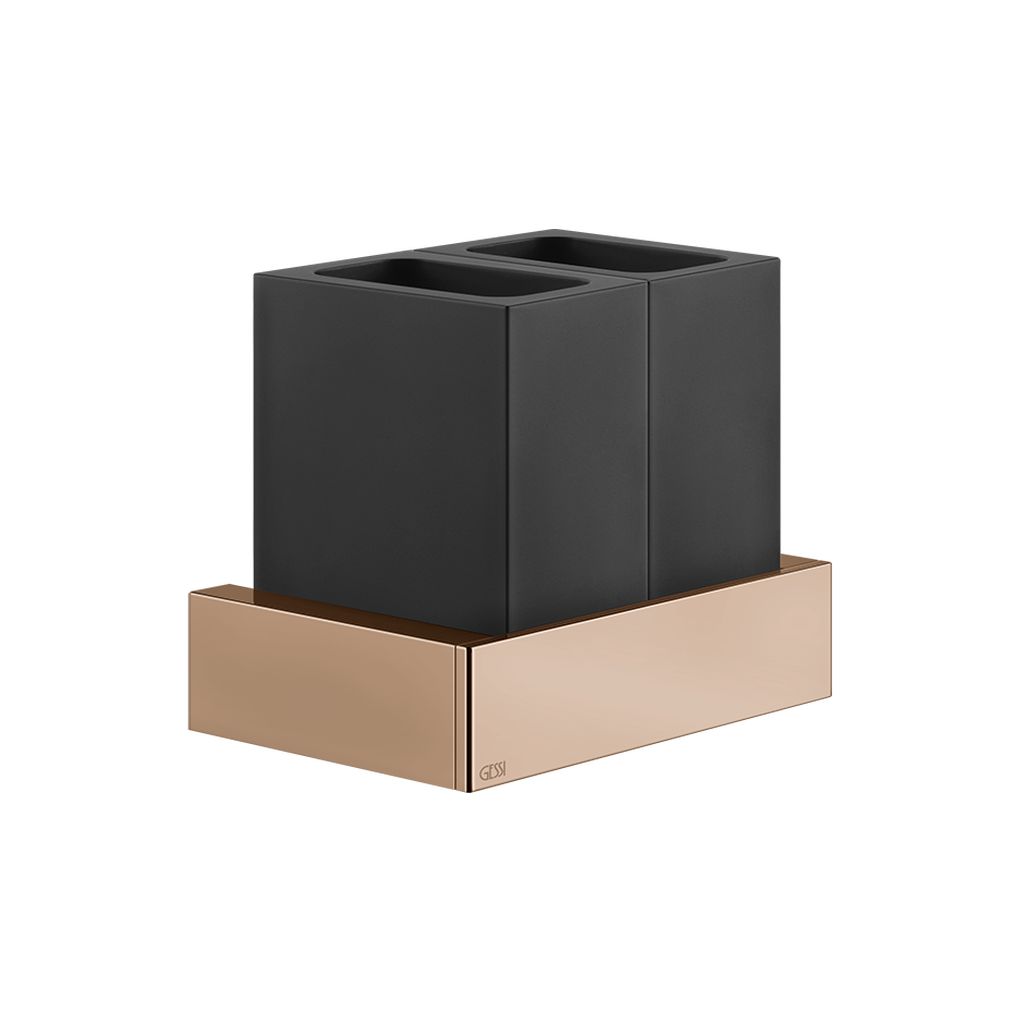 Gessi Rettangolo Wand-Doppel-Glashalter Becher schwarz