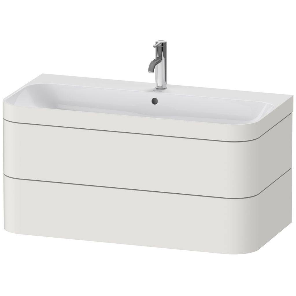 Happy D.2 Plus furniture washbasin c-bonded with pedestal, wall hung, 975 x 490mm