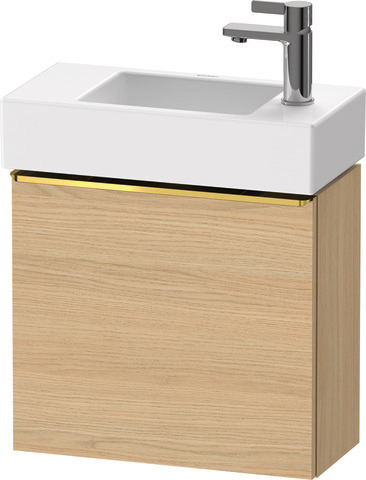 Duravit D-Neo Waschtischunterbau wandhängend mit Möbelgriff Gold poliert