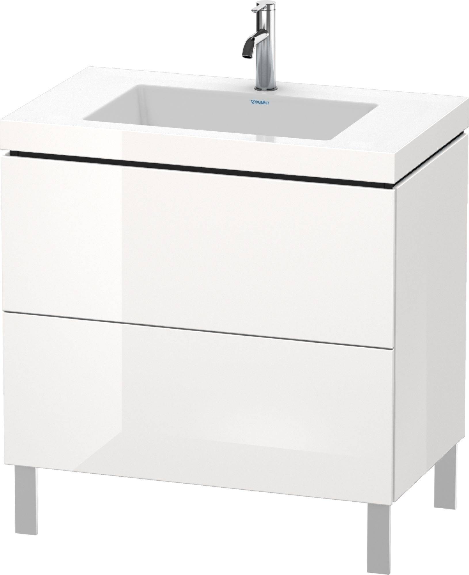 Duravit L-Cube Möbelwaschtisch c-bonded mit Unterbau bodenstehend, LC6937N, 800 x 480mm, 2 Schubkästen