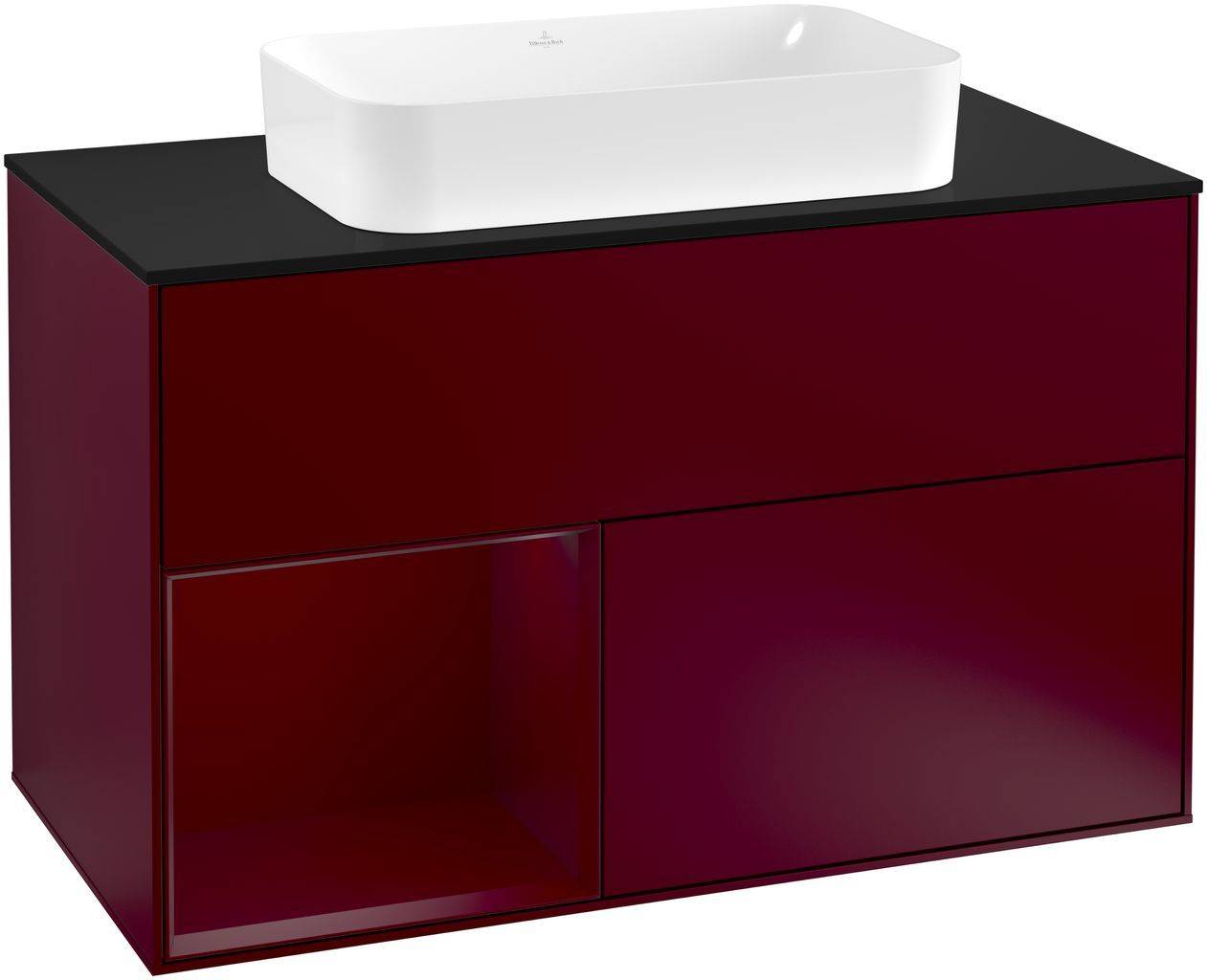 Villeroy & Boch Finion Waschtischunterschrank 1000 x 603 x 501mm, Abdeckplatte schwarz matt
