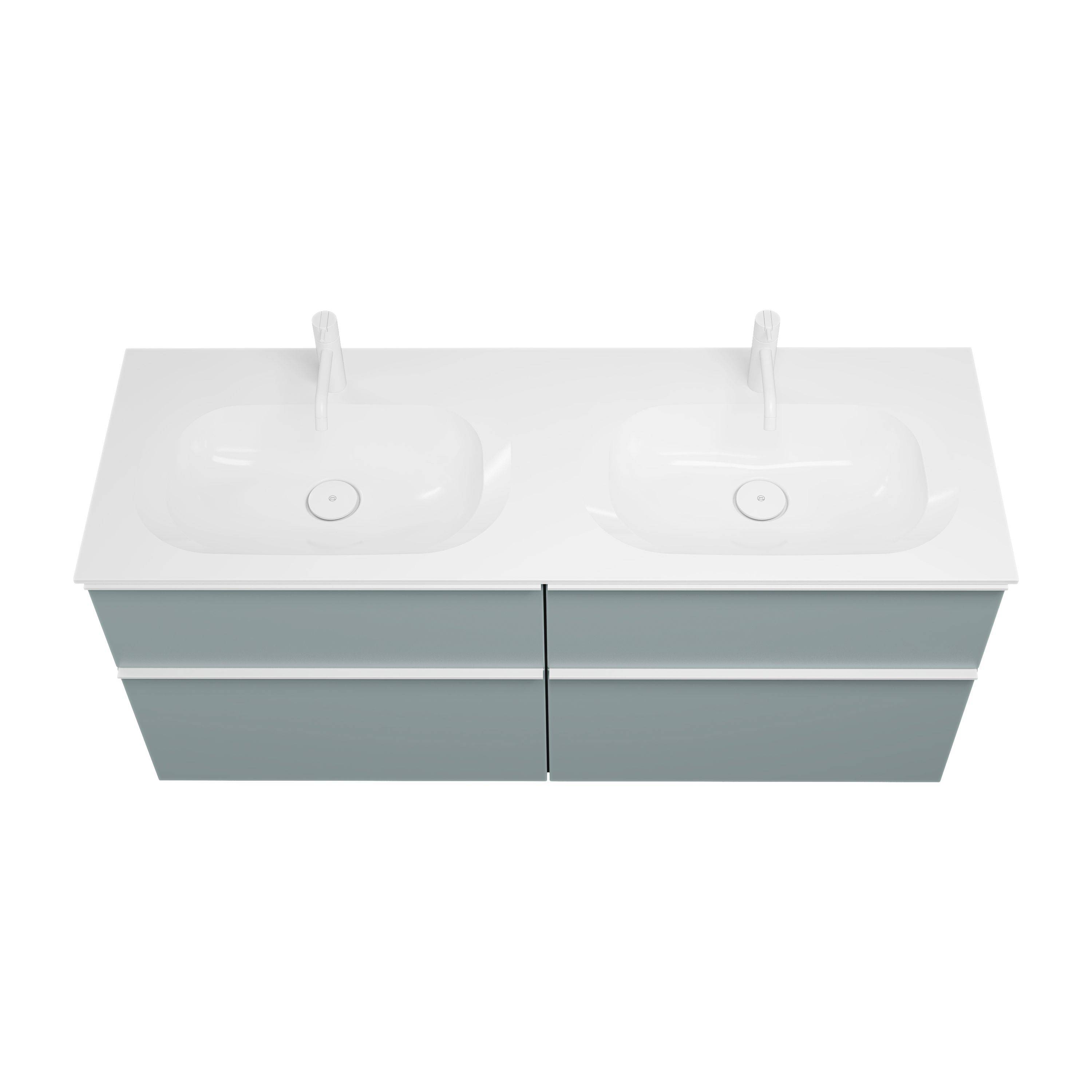 burgbad Fiumo Waschtisch mit Waschtischunterschrank SGGR142, Eisblau Softmatt/Alpinweiss