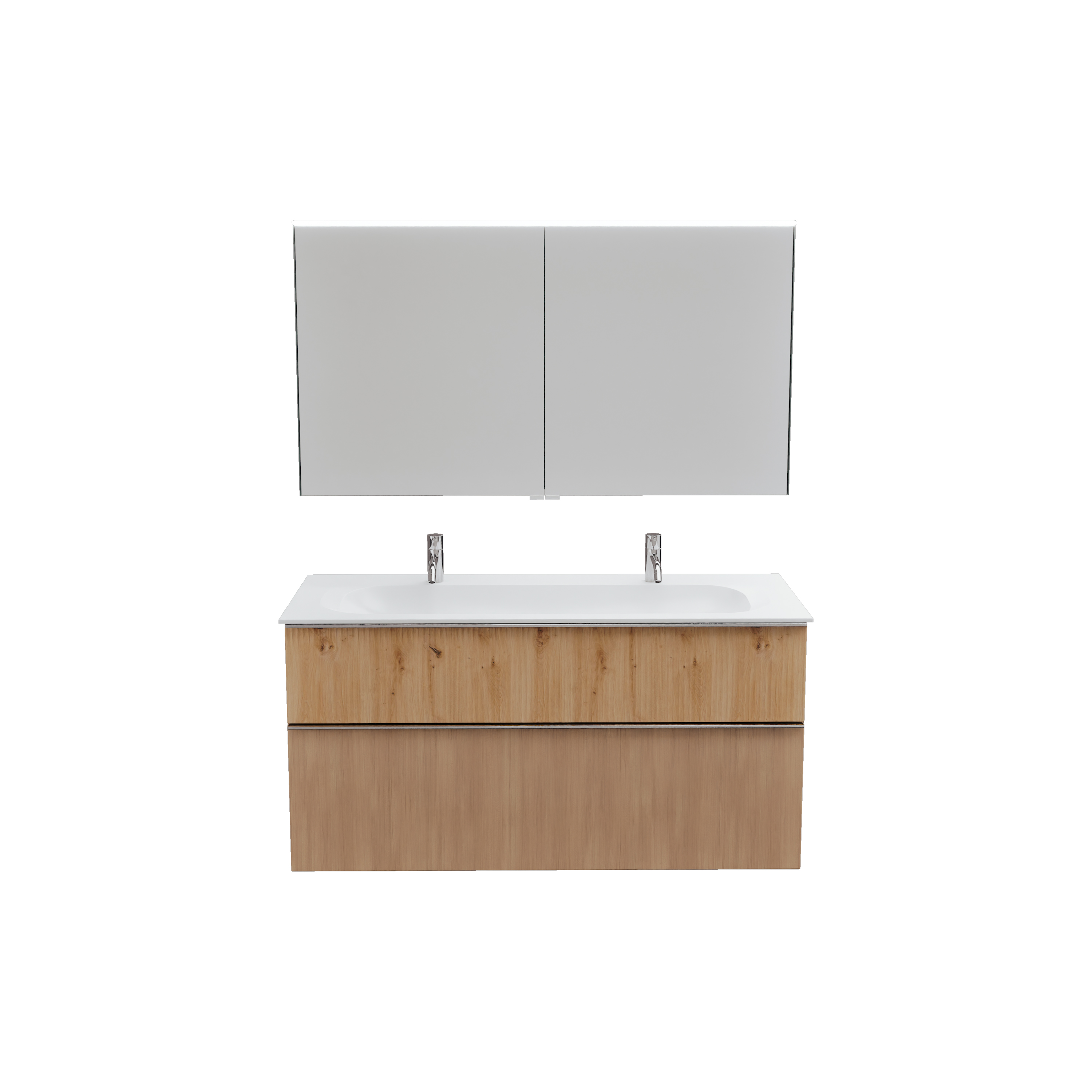 burgbad Fiumo 2.0 Badmöbel-Set 1220mm Tectona Dekor Zimt, Griff Chrom G0146