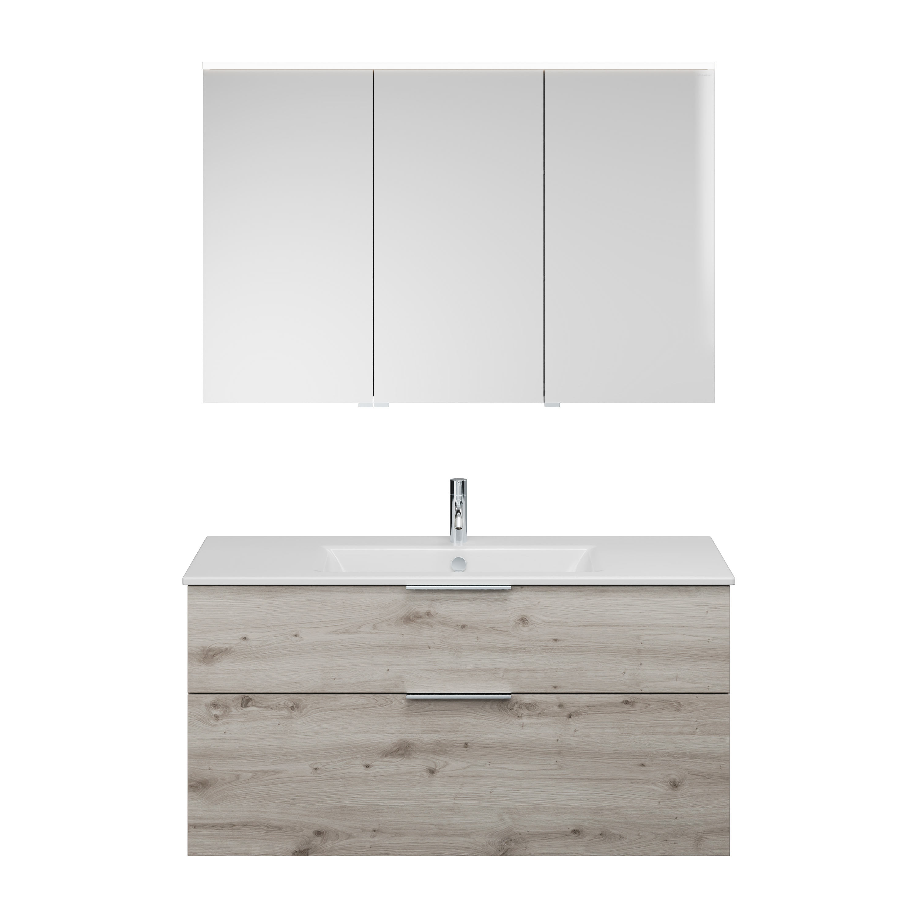 burgbad Eqio Badmöbel-Set SHCP122L Eiche Dekor Silber/Alpinweiss