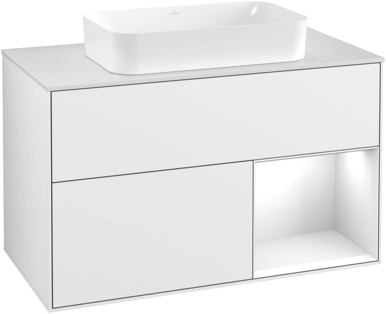 Finion Waschtischunterschrank  1000 x 603 x 501mm, Abdeckplatte weiß matt