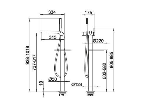 Edition 400 single-lever bath mixer for freestanding installation