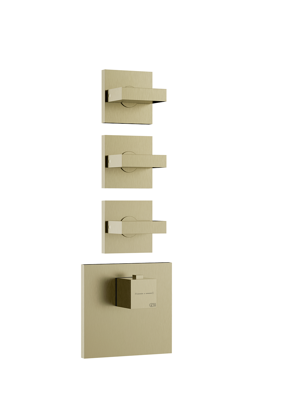 Gessi Rettangolo Wellness Unterputz-Thermostat für 3 Verbraucher, 3/4