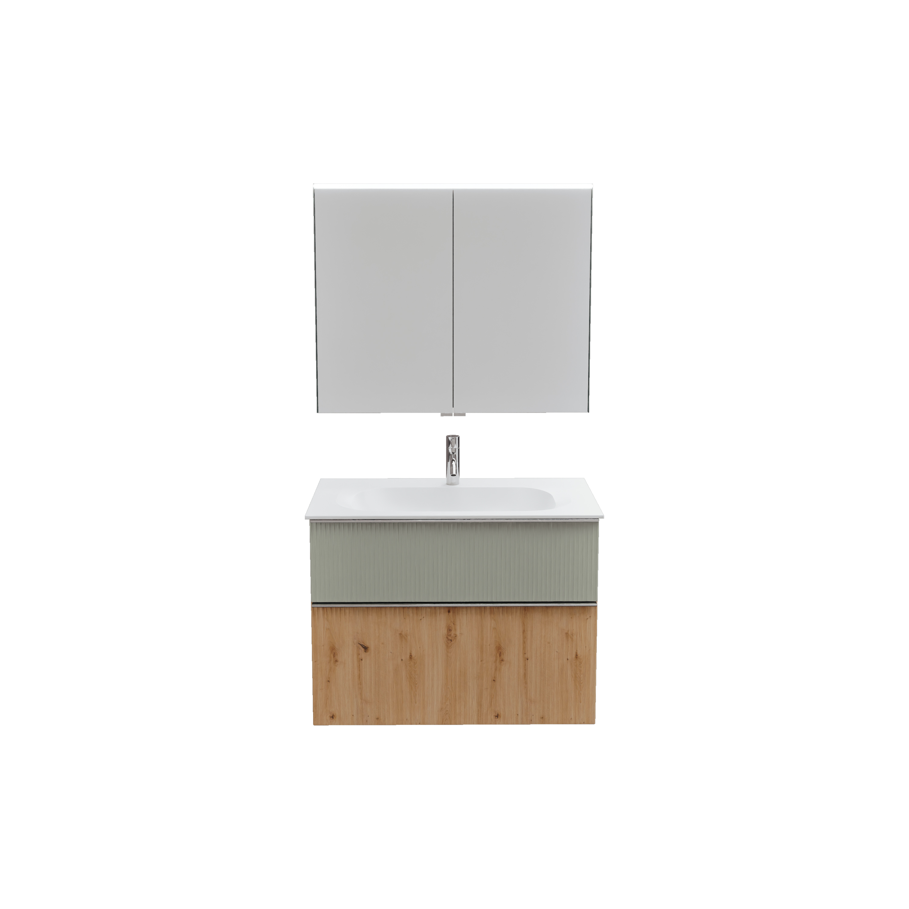 burgbad Fiumo 2.0 Badmöbel-Set 820mm Eiche Dekor Urban, Griff Chrom G0146