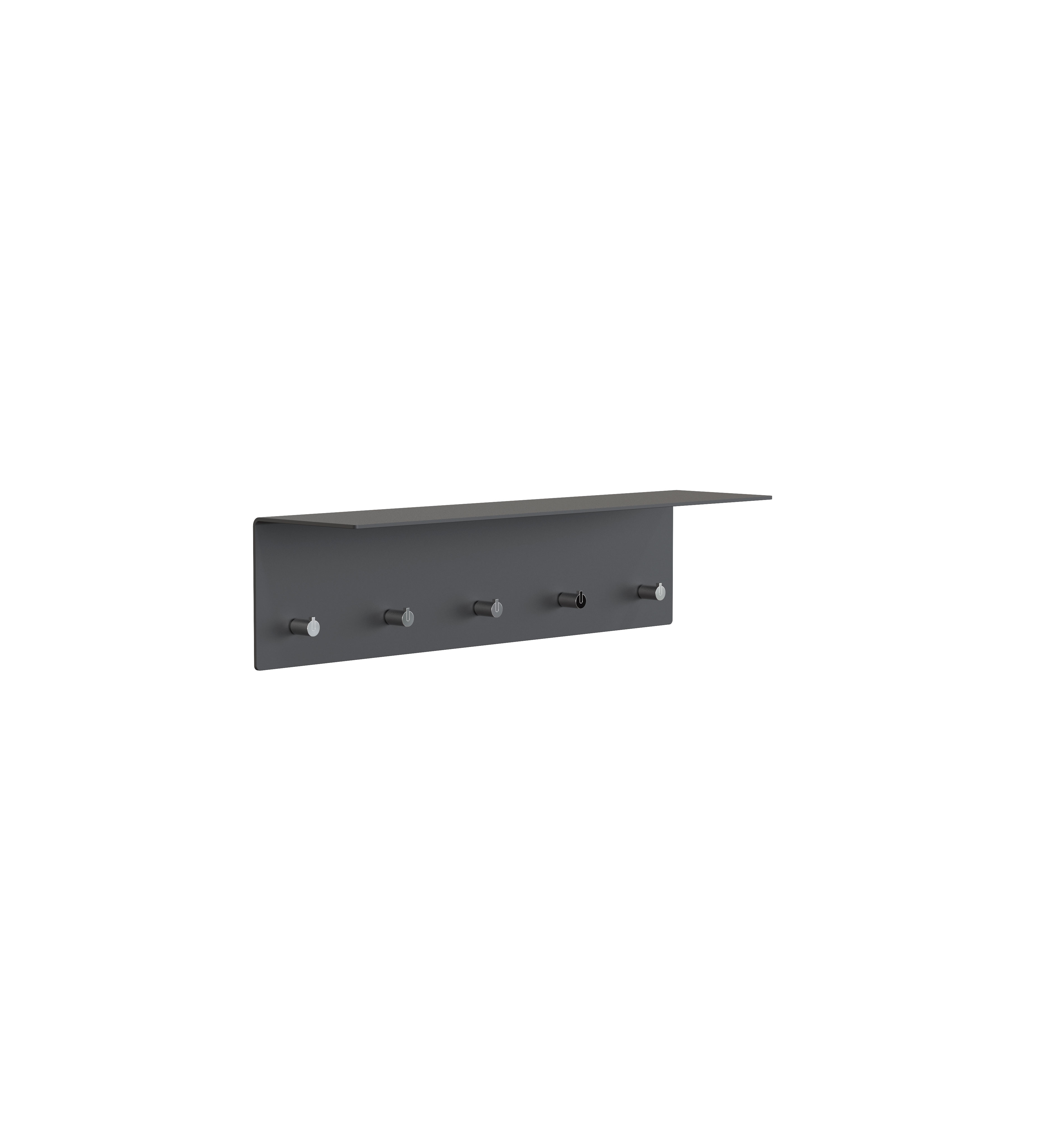 UNU Wandgarderobe 4002 mit 5 Haken schwarz matt/gold poliert