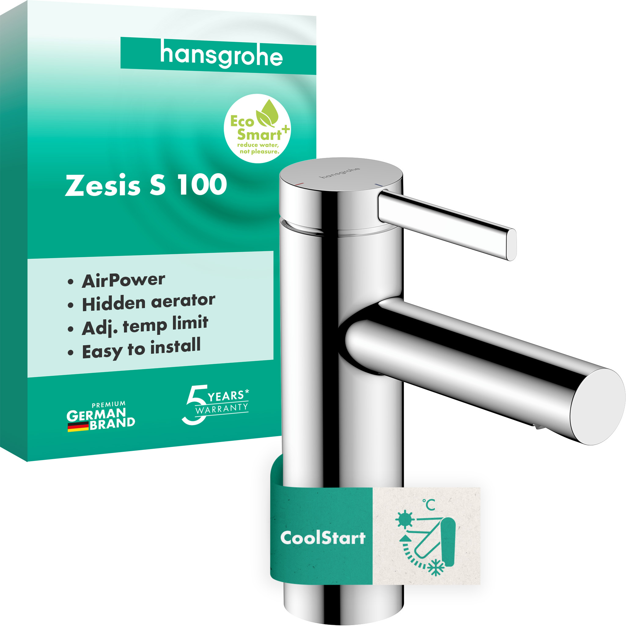 Zesis S Einhebel-Waschtischarmatur 100  CoolStart ohne Ablaufgarnitur