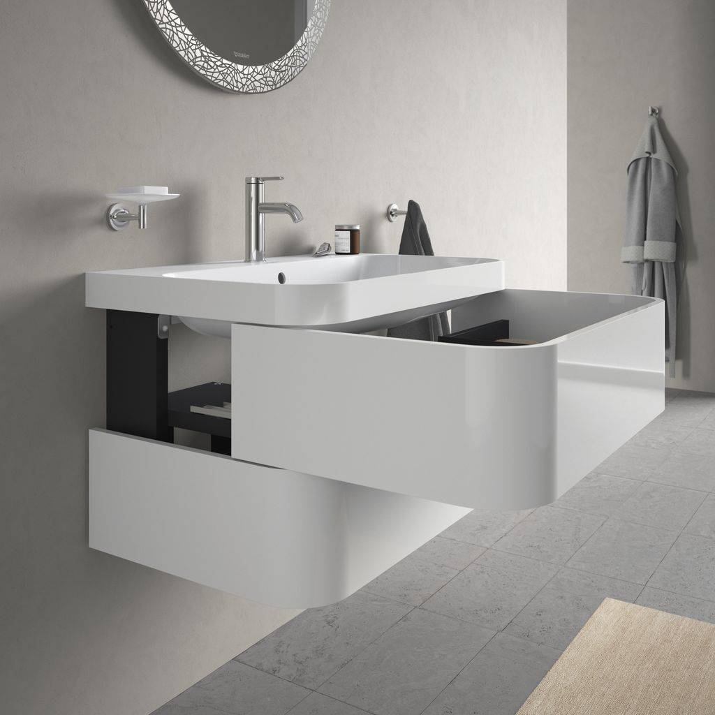 Happy D.2 Plus Möbelwaschtisch c-bonded mit Unterbau, wandhängend, 775 x 490mm
