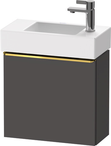 Duravit D-Neo Waschtischunterbau wandhängend mit Möbelgriff Gold poliert